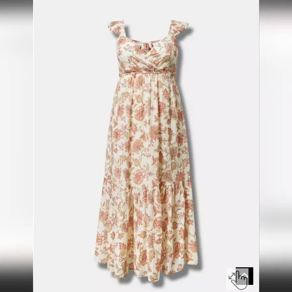 Torrid Cream and Pink Floral Maxi Dress - Picture 7 of 9